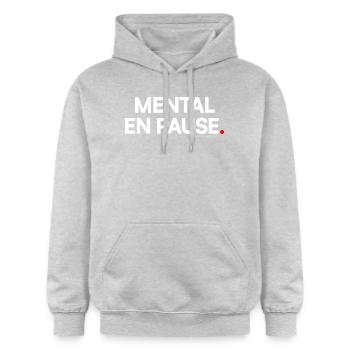 Mentale Pause - Gildan Unisex Softstyle® Midweight Hoodie - Hellgrau meliert - Vorne - Liana (172cm) & Jaron (178cm)