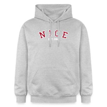 Nice Fondé en 1986 - Sweat à capuche Softstyle® Gildan Unisexe - gris clair chiné - Devant - Liana (172cm) & Jaron (178cm)