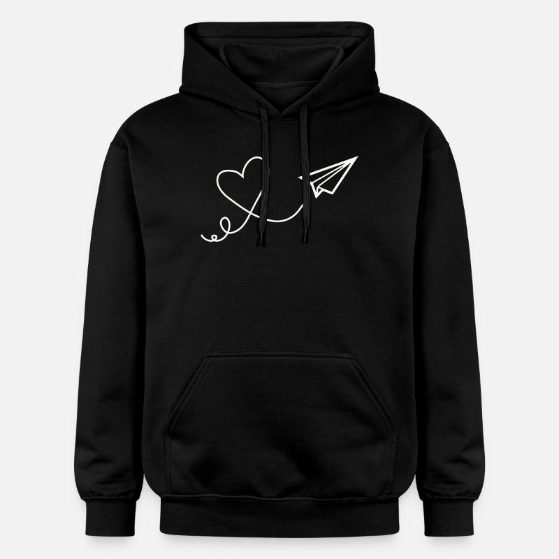 Dessin au trait Herzflug - Sweat à capuche Softstyle® Gildan Unisexe - noir