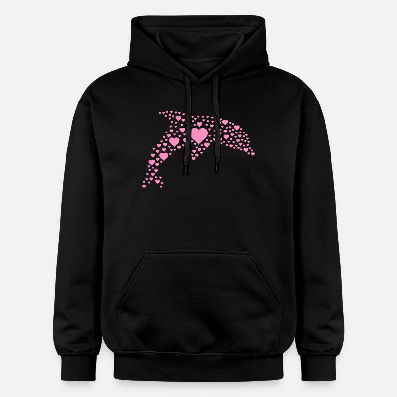Dauphin au petit cœur - Sweat à capuche Softstyle® Gildan Unisexe - noir