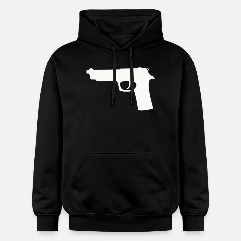 Silhouette du pistolet en contraste - Sweat à capuche Softstyle® Gildan Unisexe - noir