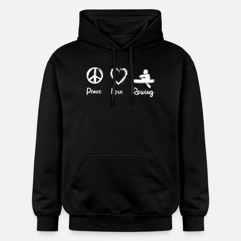 Paix, Amour, Aviron, Aviron - Sweat à capuche Softstyle® Gildan Unisexe - noir