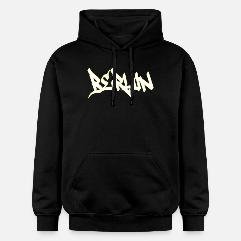 Lettrage marron graffiti de Berlin - Sweat à capuche Softstyle® Gildan Unisexe - noir