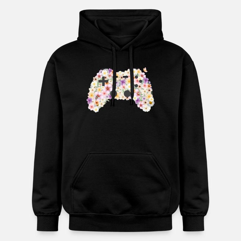 Floral Gamepad: Blütenkunst Controller - Gildan Unisex Softstyle® Midweight Hoodie - Schwarz