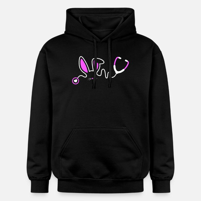 Stethoscope Bunny Whimsy - Gildan Unisex Softstyle® Midweight Hoodie - black