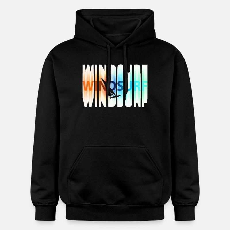 Schriftzug_bunt_windsurfen - Sweat à capuche Softstyle® Gildan Unisexe - noir