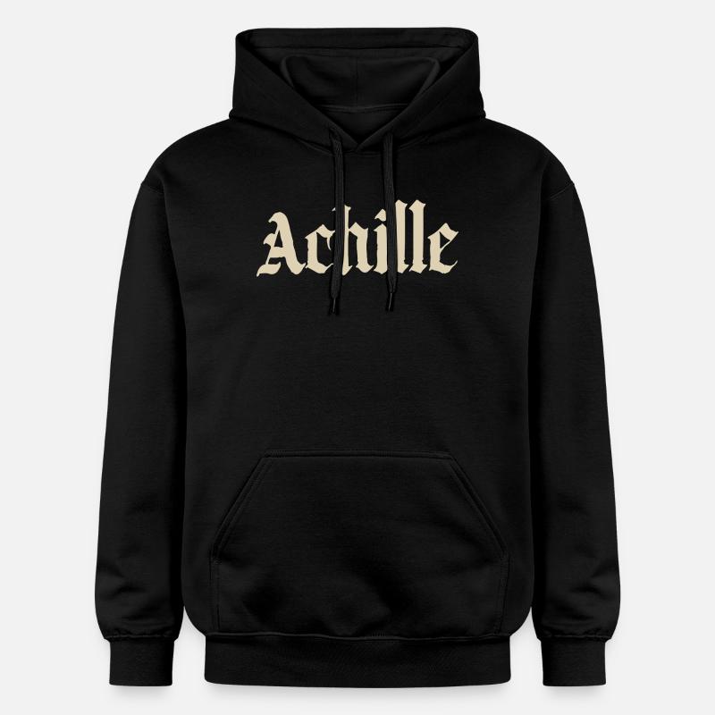 Achille Gothic script - Gildan Unisex Softstyle® Midweight Hoodie - black
