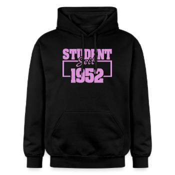 Student Self 1952 Vintage Print - Sweat à capuche Softstyle® Gildan Unisexe - noir - Devant - Marisol (170cm) & Nik (191cm)