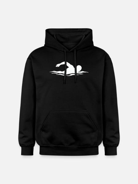 Schwimmer-Silhouette im Wasser - Gildan Unisex Softstyle® Midweight Hoodie - Schwarz