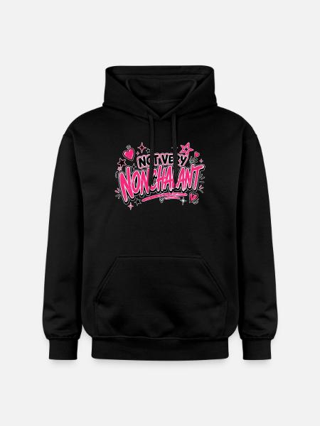 Not Very Nonchalant Neon Pink Script - Gildan Unisex Softstyle® Midweight Hoodie - black