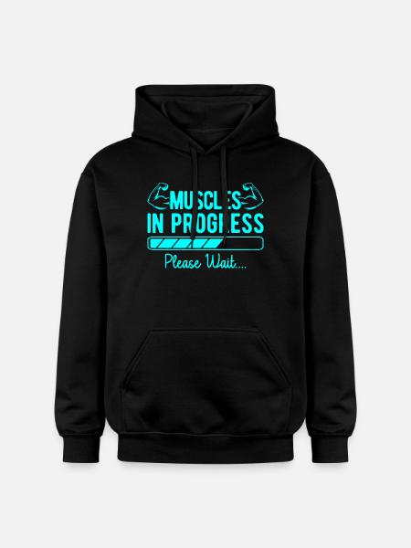 Fitness Motivation Bodybuilder Muscles In Progress - Gildan Unisex Softstyle® Midweight Hoodie - black