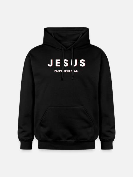 Jesus, Faith Over Fear - Christian Design - Gildan Unisex Softstyle® Midweight Hoodie - black
