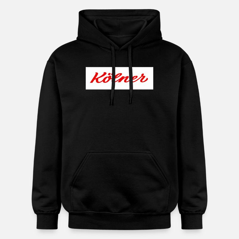 Kölner Roter Script-Logo Print - Gildan Unisex Softstyle® Midweight Hoodie - Schwarz