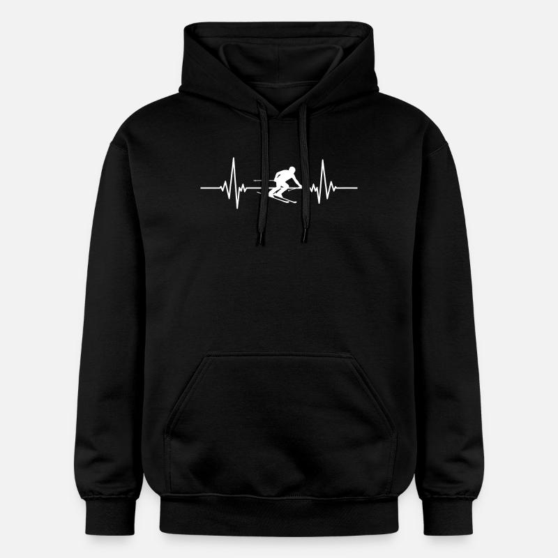 Silhouette du skieur Heartbeat - Sweat à capuche Softstyle® Gildan Unisexe - noir