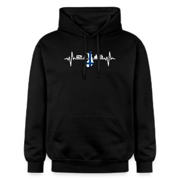 Finnland Camping Camper Finland Design - Gildan Unisex Softstyle® Midweight Hoodie - Schwarz - Vorne - Marisol (170cm) & Nik (191cm)