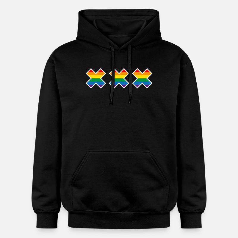Amsterdam Pride Arc-en-ciel Andreaskreuz LGBT - Sweat à capuche Softstyle® Gildan Unisexe - noir