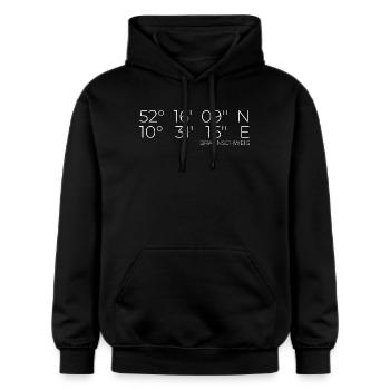 Koordinaten Braunschweig - Gildan Unisex Softstyle® Midweight Hoodie - Schwarz - Vorne - Marisol (170cm) & Nik (191cm)