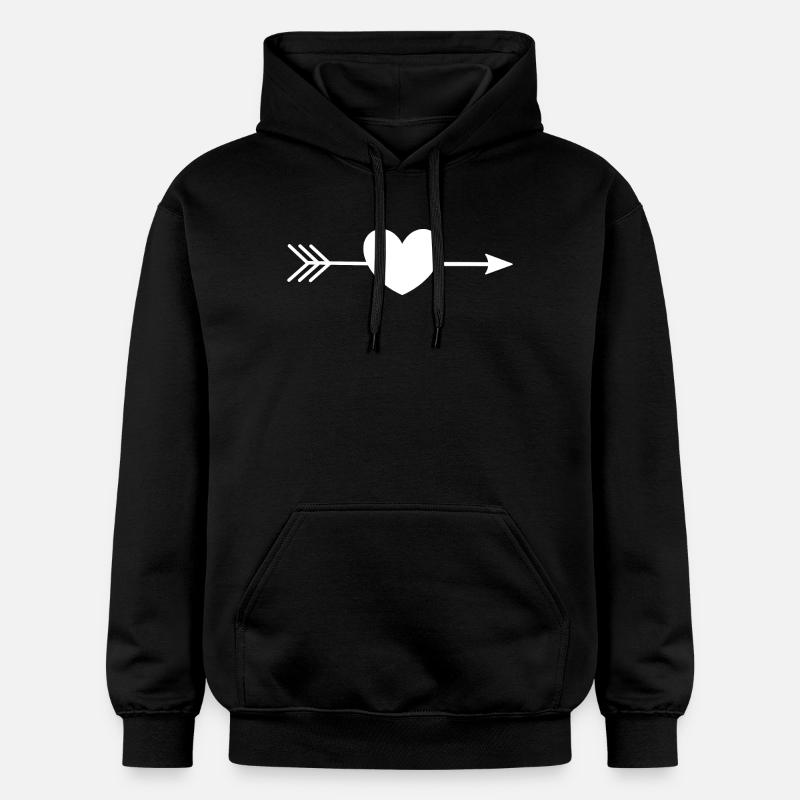 Cœur blanc blanc avec flèche - Sweat à capuche Softstyle® Gildan Unisexe - noir