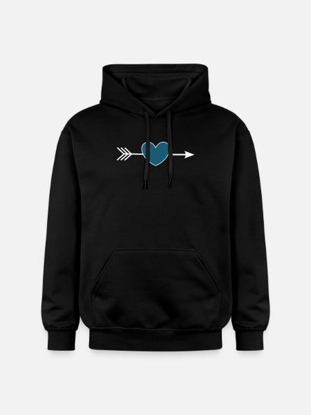 Cœur bleu avec flèche cadeau de la Saint-Valentin - Sweat à capuche Softstyle® Gildan Unisexe - noir