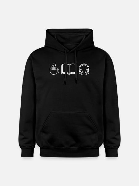 Coffee Book Headphones - Gildan Unisex Softstyle® Midweight Hoodie - black