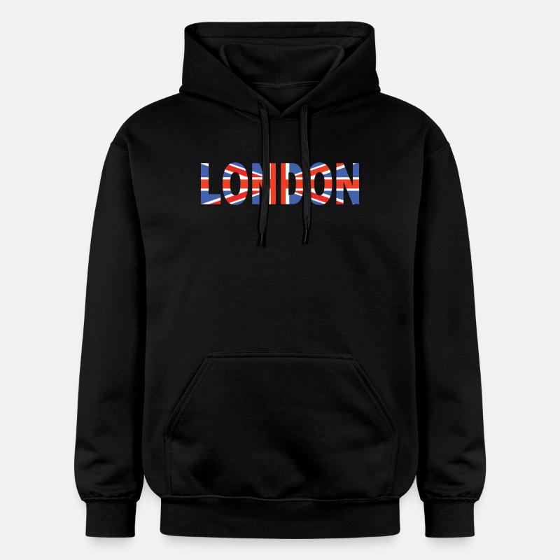 Londres couché avec drapeau - Sweat à capuche Softstyle® Gildan Unisexe - noir