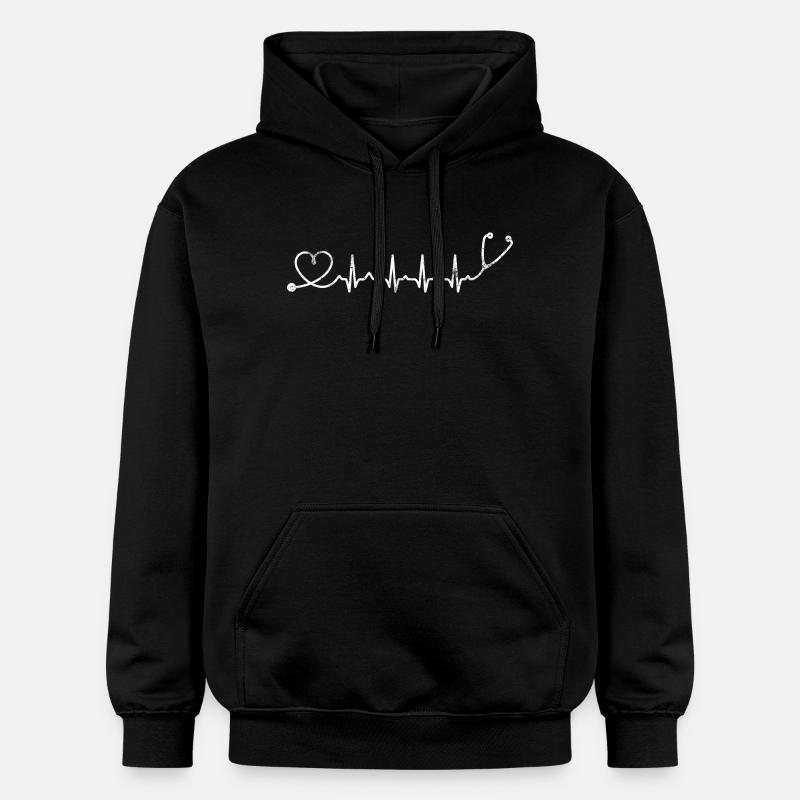 Stéthoscope pulsé Battement de cœur - Sweat à capuche Softstyle® Gildan Unisexe - noir