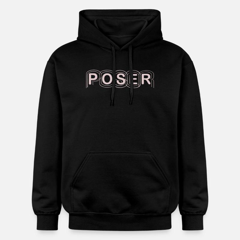 Minimalist POSER Text Design - Gildan Unisex Softstyle® Midweight Hoodie - black