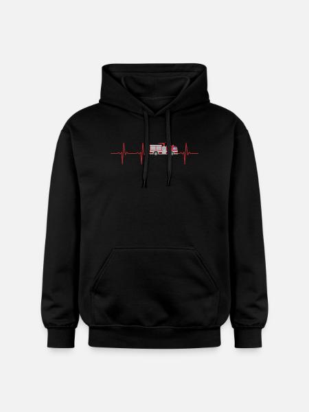 Brandvæsenets heartbeat brandmand - Gildan Softstyle® Midweight unisex-hoodie - sort