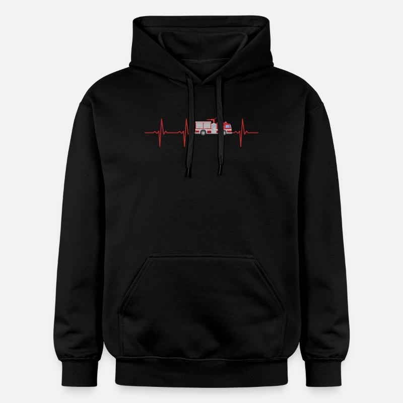 Pompier Heartbeat pompier - Sweat à capuche Softstyle® Gildan Unisexe - noir