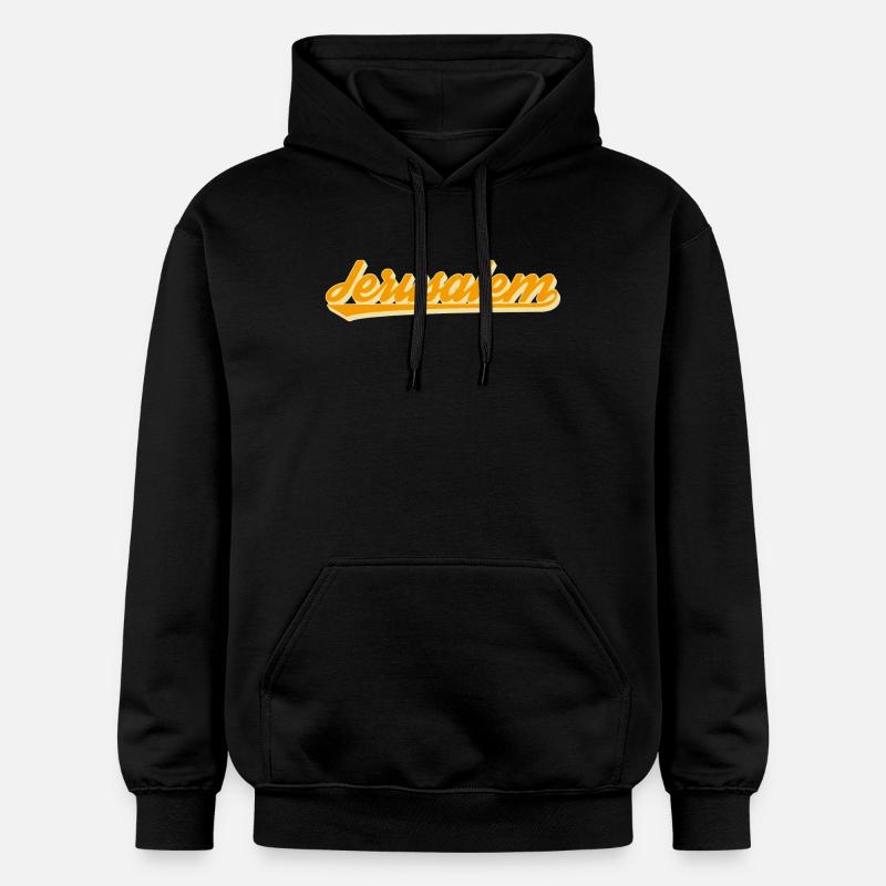 Script rétro de Jérusalem - Sweat à capuche Softstyle® Gildan Unisexe - noir