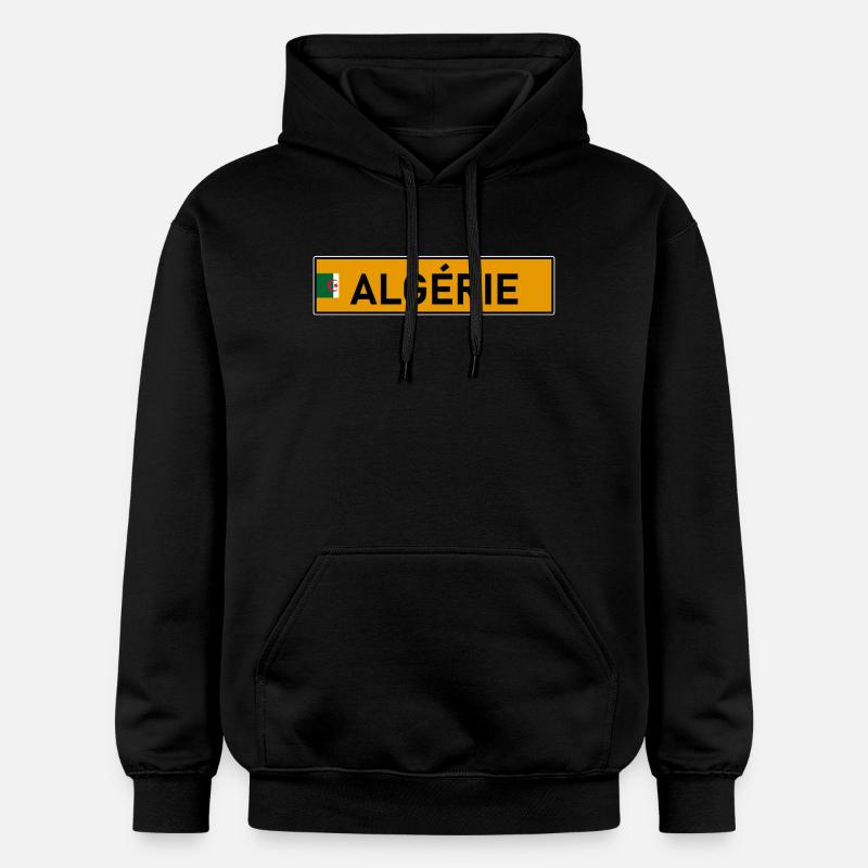 Plaque d'immatriculation Algérie Jaune - Sweat à capuche Softstyle® Gildan Unisexe - noir