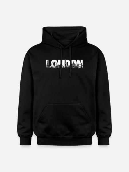 Londres Royaume-Uni, Angleterre Silhouette - Sweat à capuche Softstyle® Gildan Unisexe - noir
