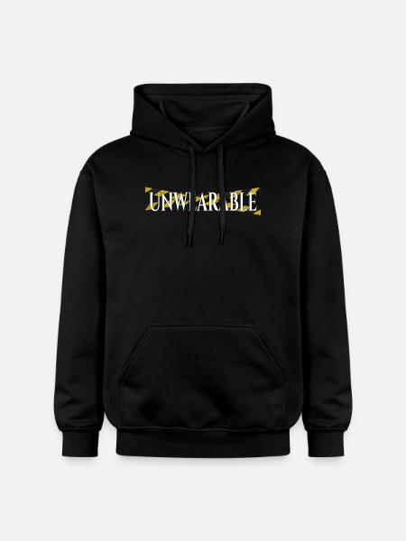 Unwearable – Statement Design with Warning Tape - Gildan Unisex Softstyle® Midweight Hoodie - black