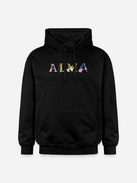 Nombre de ALMA decorado con flores - Sudadera con capucha unisex de peso medio Softstyle® de Gildan - negro