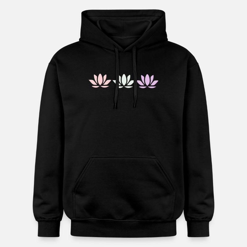 Fleur de lotus Fleur de lotus Fleur de lotus Fleur de violette Fleur de yoga - Sweat à capuche Softstyle® Gildan Unisexe - noir