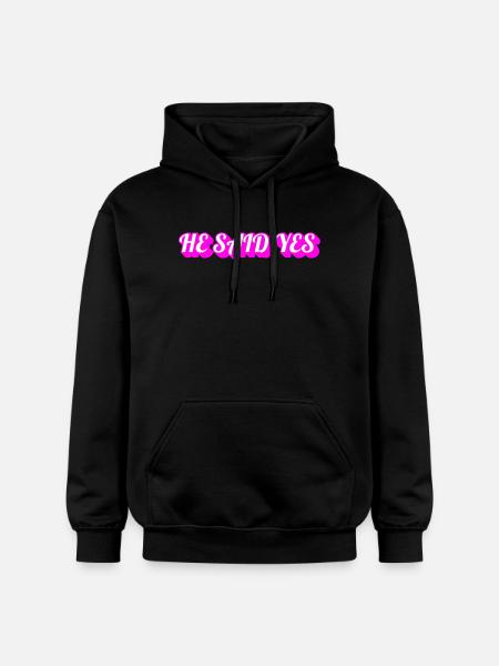 Han sa ja – Homofil brudgom Utdrikningslag og forlovelsesfest - Gildan Unisex Softstyle® Midweight Hoodie - svart