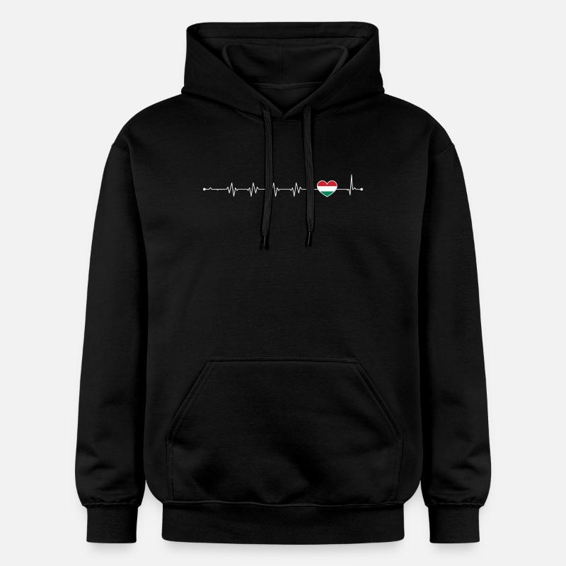 Drapeau italien Heartbeat - Sweat à capuche Softstyle® Gildan Unisexe - noir