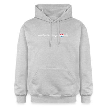 Blue Accent Heartbeat Line - Gildan Unisex Softstyle® Midweight Hoodie - light heather grey - Front - Liana (172cm) & Jaron (178cm)