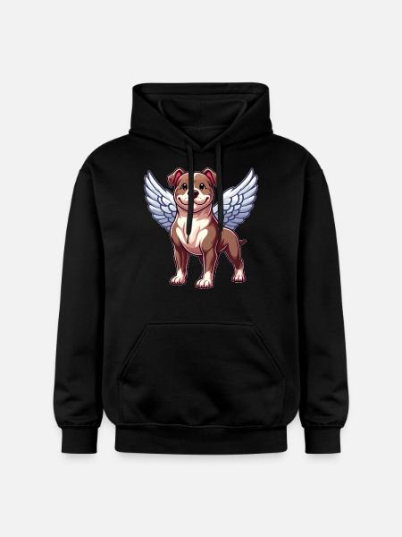 Pitbull Angel Dog Wings Design - Gildan Unisex Softstyle® Midweight Hoodie - black