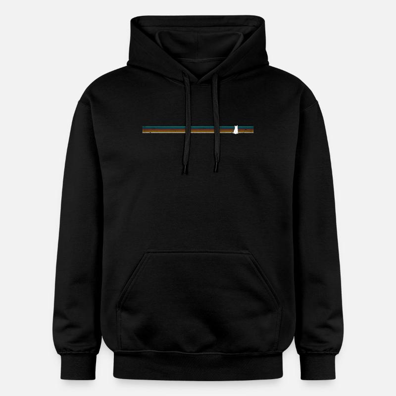 Silhouette de chat rétro rayé - Sweat à capuche Softstyle® Gildan Unisexe - noir