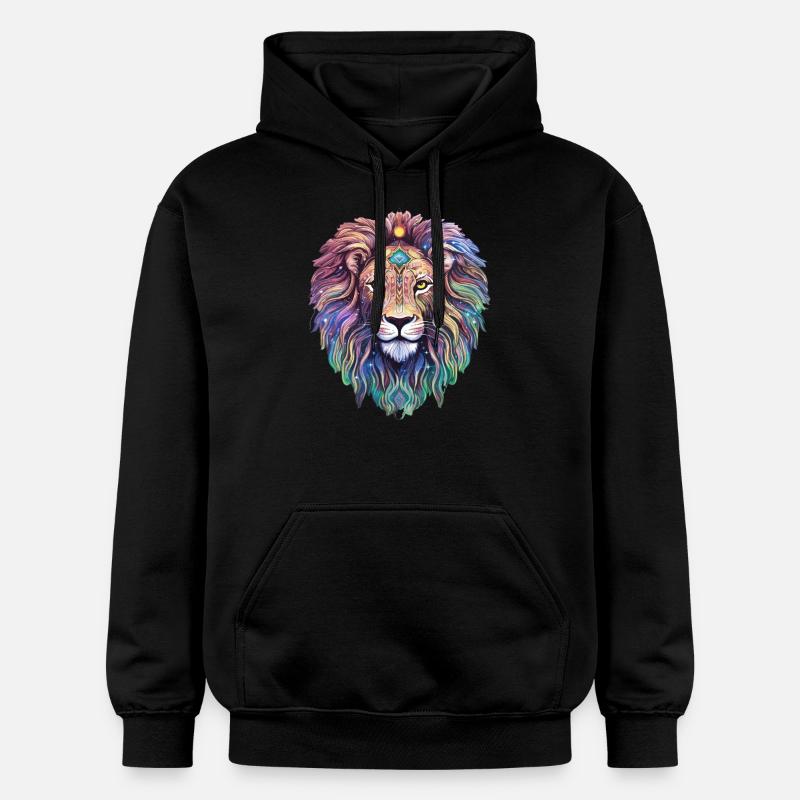 Löwe Himmlisch - Ätherische Majestät - Gildan Unisex Softstyle® Midweight Hoodie - Schwarz