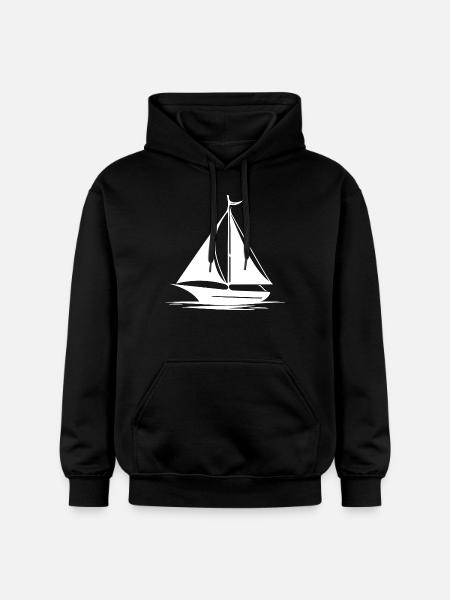Fast sailboat with set sails - Gildan Unisex Softstyle® Midweight Hoodie - black