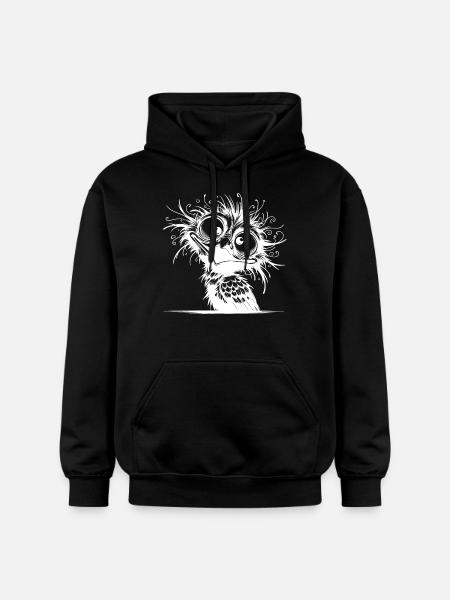 Crazy Bird Kids Drawing - Gildan Unisex Softstyle® Midweight Hoodie - black