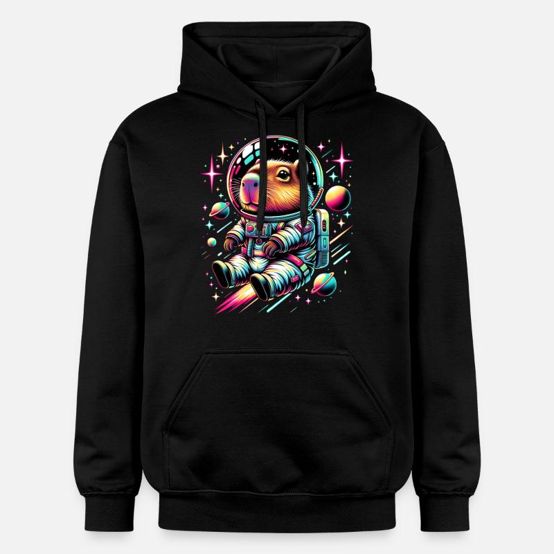 Capybaras Mignon Capybara Astronaute - Sweat à capuche Softstyle® Gildan Unisexe - noir