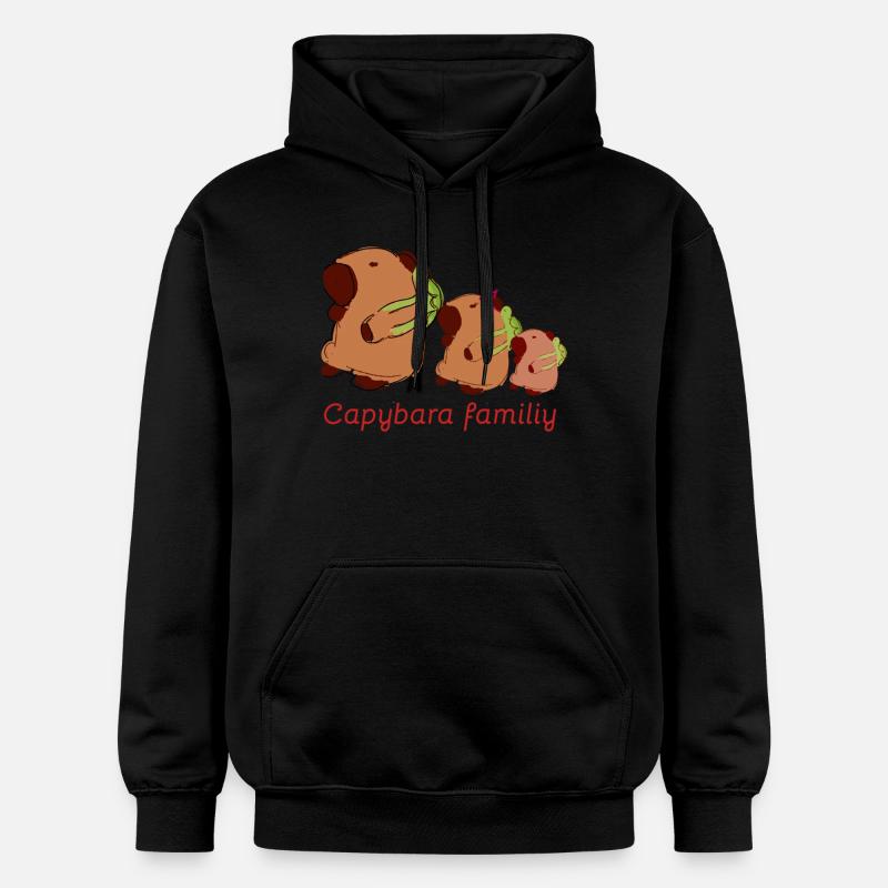 Capybara,famille capybara,famille,randonnée,sac à dos - Sweat à capuche Softstyle® Gildan Unisexe - noir