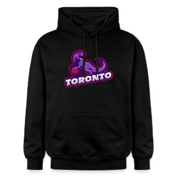 Toronto Dino Basketball Fan Streetwear Shirt - Gildan Unisex Softstyle® Midweight Hoodie - black - Front - Marisol (170cm) & Nik (191cm)