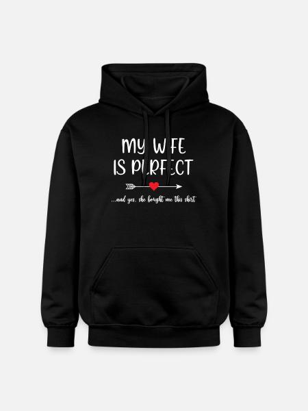 Min fru är perfekt - Gildan luvtröja unisex Softstyle® Midweight - svart