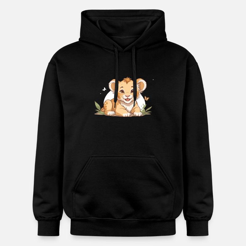 Lionceau avec des papillons - Sweat à capuche Softstyle® Gildan Unisexe - noir