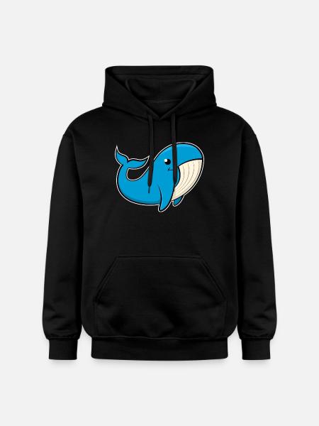 Image joyeuse d’une baleine bleue - Sweat à capuche Softstyle® Gildan Unisexe - noir