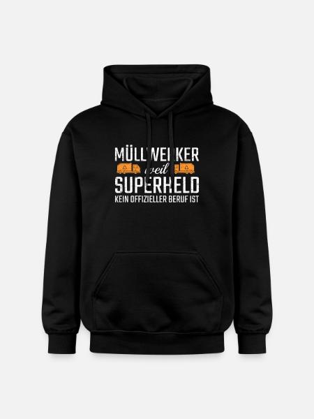 Garbage Worker Superhero - Gildan Unisex Softstyle® Midweight Hoodie - black